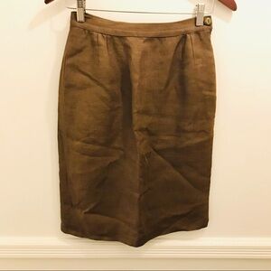 Vintage Valentino Boutique Skirt 8 brown linen